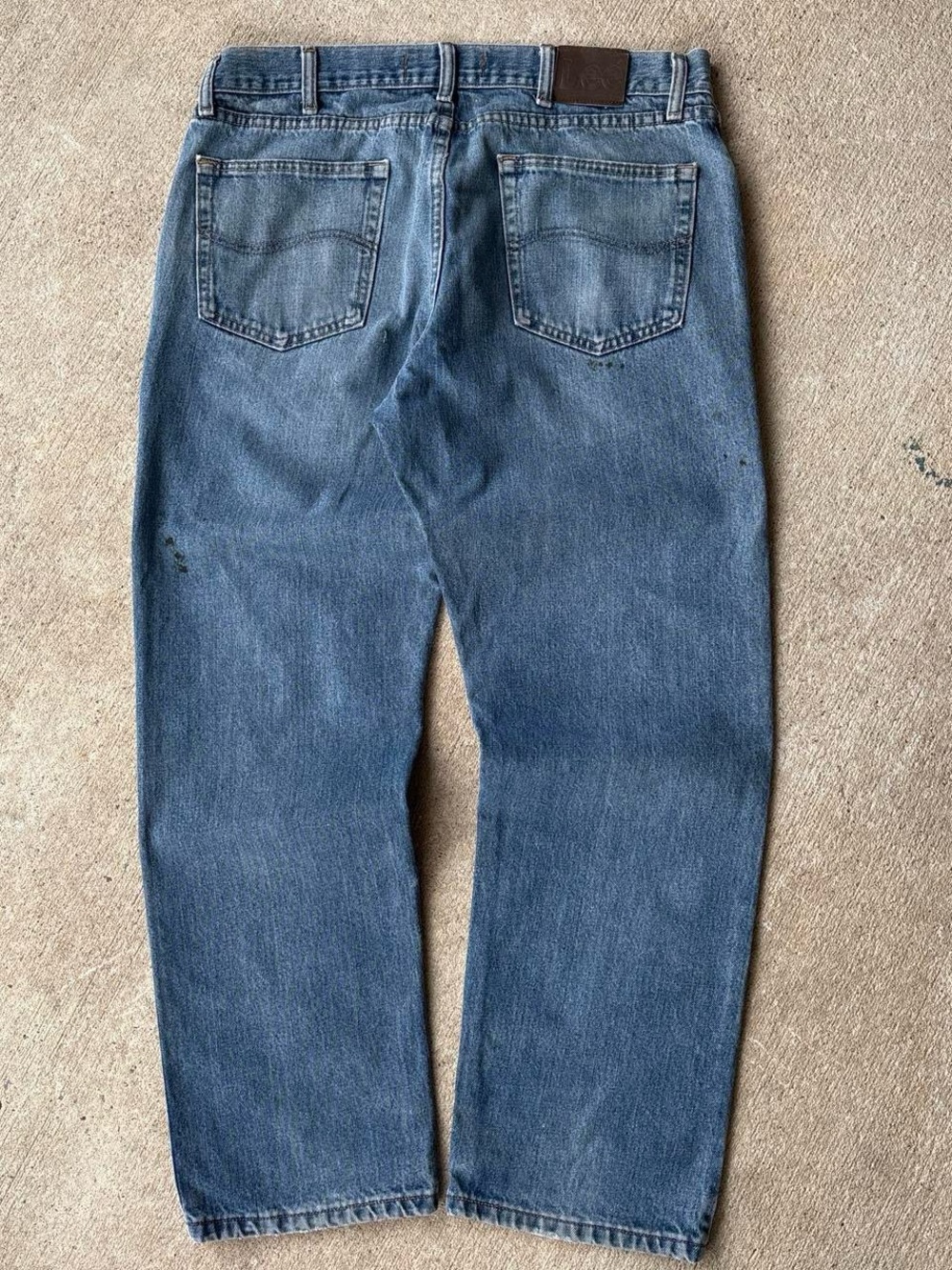 Lee Mens Jeans Faded Blue  Cotton Straight Regular Fit Work Denim Pants 35x29